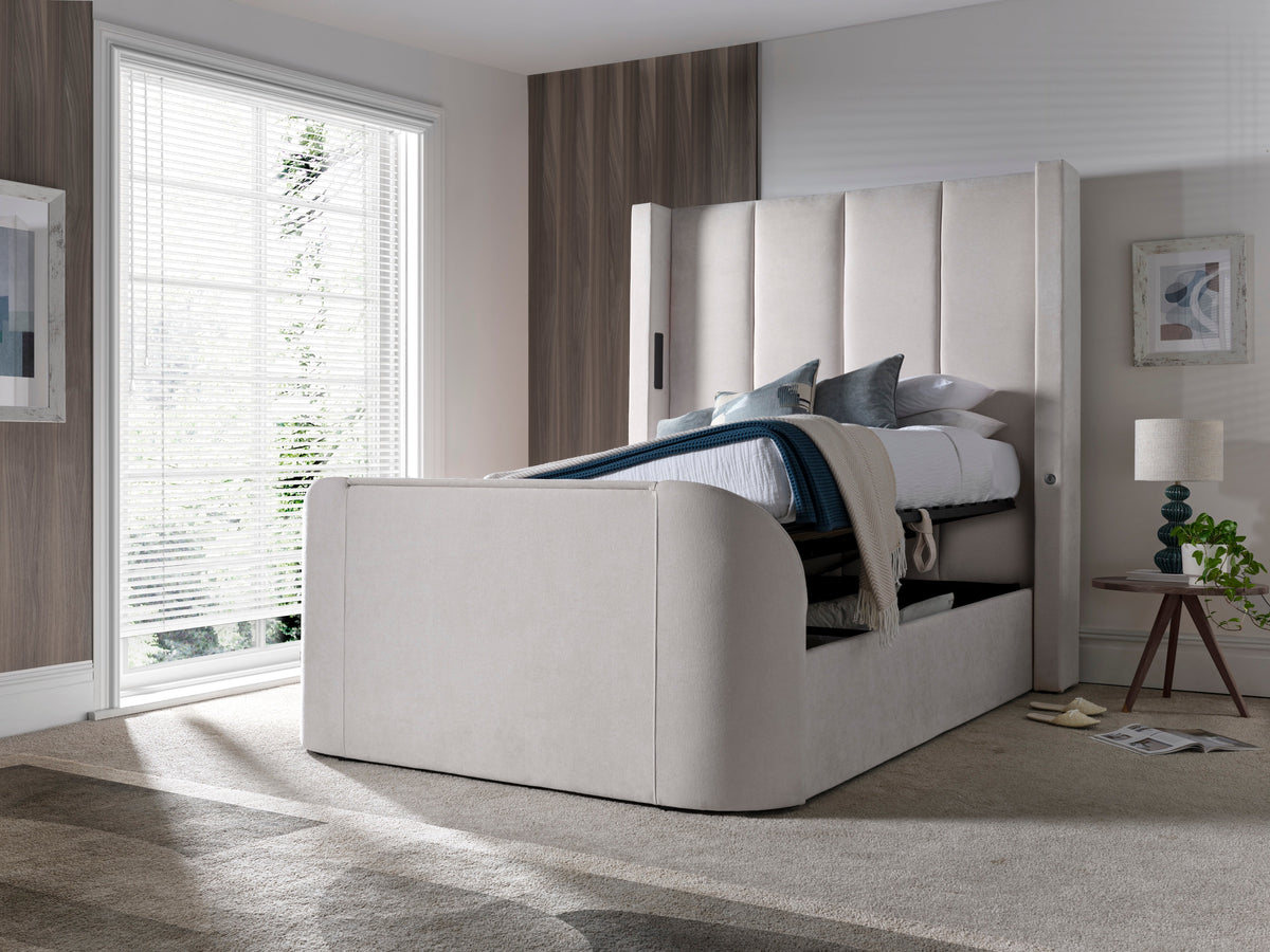 Hampton 5.1 Surround Sound Soft Cream Ottoman TV Bed — view 4