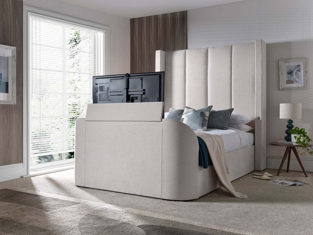 Hampton 5.1 Surround Sound Soft Cream Ottoman TV Bed — view 3