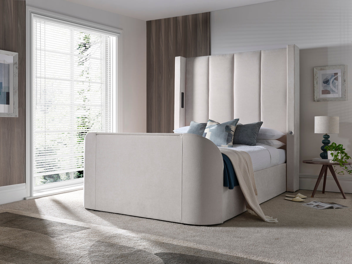 Hampton 5.1 Surround Sound Soft Cream Ottoman TV Bed — view 6