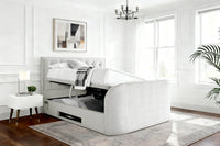 Lyon Double TV Bed Ottoman Storage 2.1 Sound System & 43" TV Capacity in Natural Velvet — view 2 – image 2 of 5