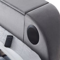 Lyon 2.1 King Size Ottoman TV Bed with Smart HD TV & Built in Speakers in Grey Velvet With Over — view 4 – image 4 of 5