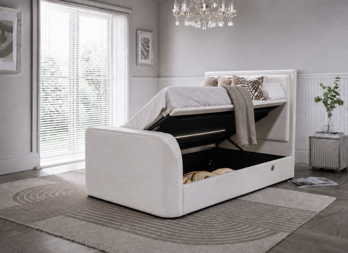 Maddison Ottoman TV Bed in Luxury Cream — view 3