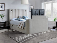 Luna Ottoman TV Bed with Adjustable Mood Lights in Plush Cream — view 2 – image 2 of 11