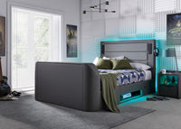 Merlin Gaming TV Bed - two tone Grey PU - 5.1 Surround - Ottoman Storage — view 11 – image 10 of 12