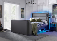 Merlin Gaming TV Bed - two tone Grey PU - 5.1 Surround - Ottoman Storage — view 2 – image 1 of 12