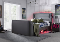 Merlin Gaming TV Bed - two tone Grey PU - 5.1 Surround - Ottoman Storage — view 10 – image 9 of 12