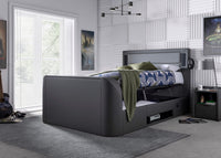 Merlin Gaming TV Bed - two tone Grey PU - 5.1 Surround - Ottoman Storage — view 5 – image 4 of 12