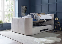 Ardwick Ottoman TV Bed in Natural Oatmeal Fabric With 2.1 Sound Bar & 43" TV Capacity — view 2 – image 2 of 5