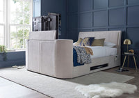 Ardwick Ottoman TV Bed in Natural Oatmeal Fabric With 2.1 Sound Bar & 43" TV Capacity — view 3 – image 3 of 5