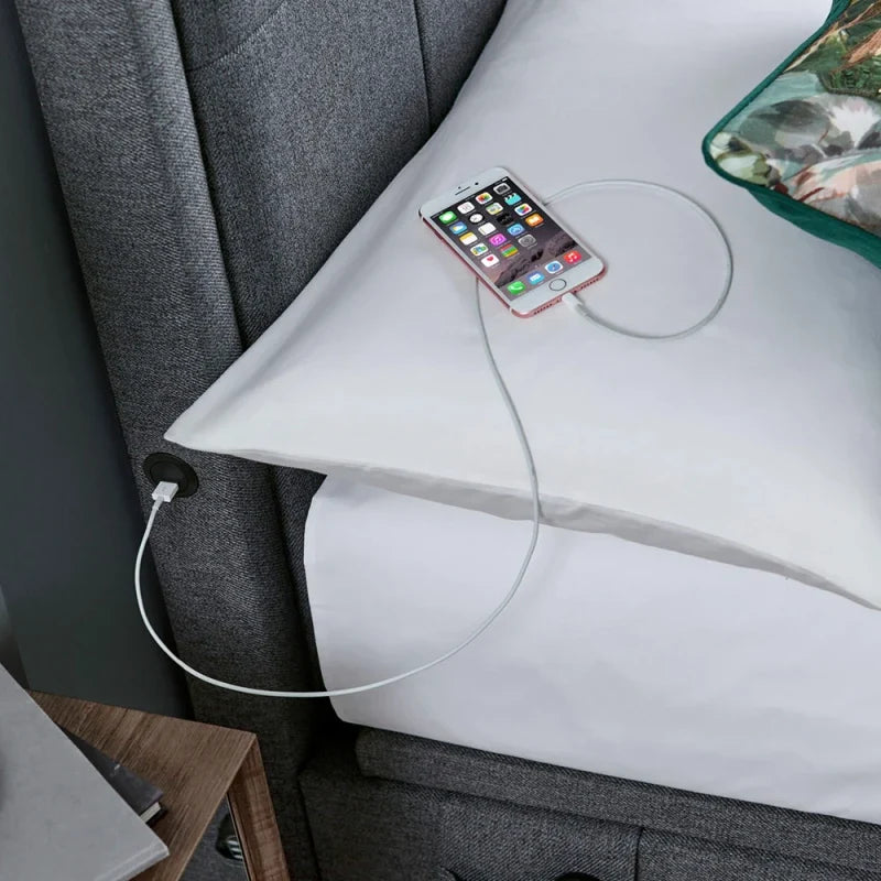 Eston 2.1 Ottoman TV Bed in Grey Fabric Built in Speakers & 43" TV Capacity — view 5