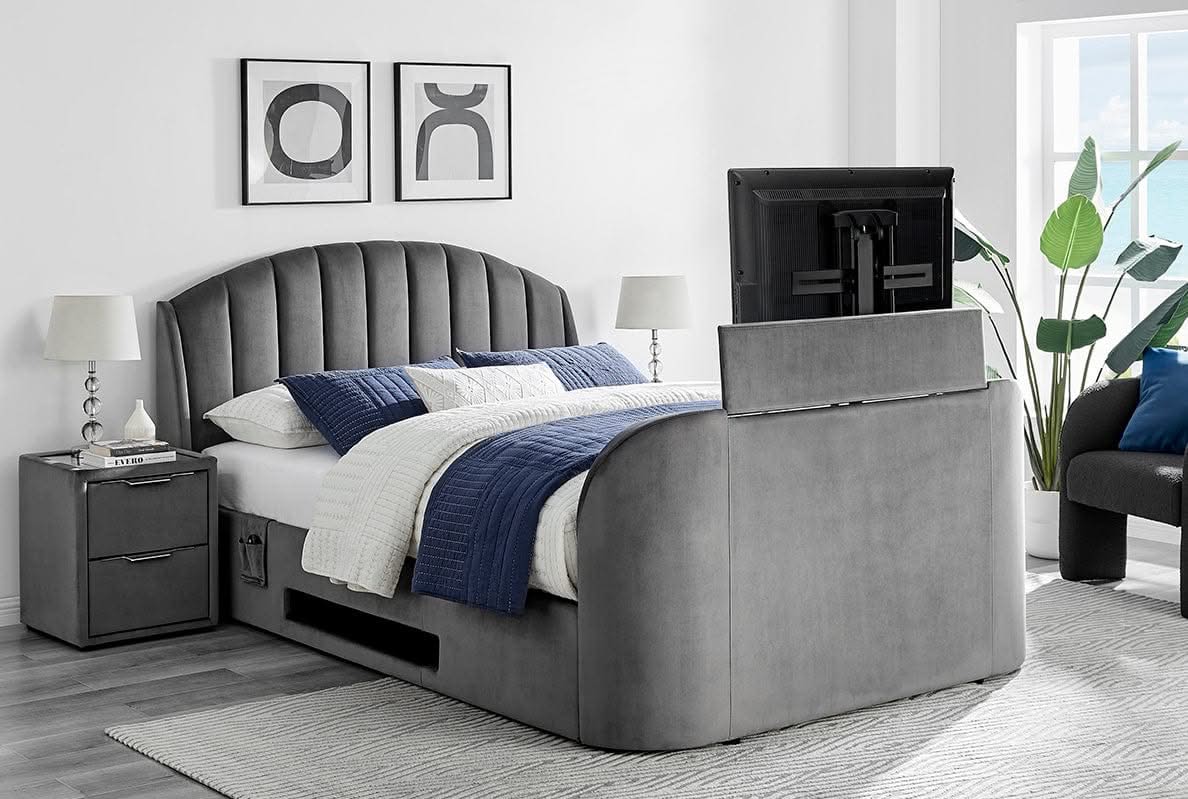 Pearl Ottoman TV Bed in Grey Velvet — view 3