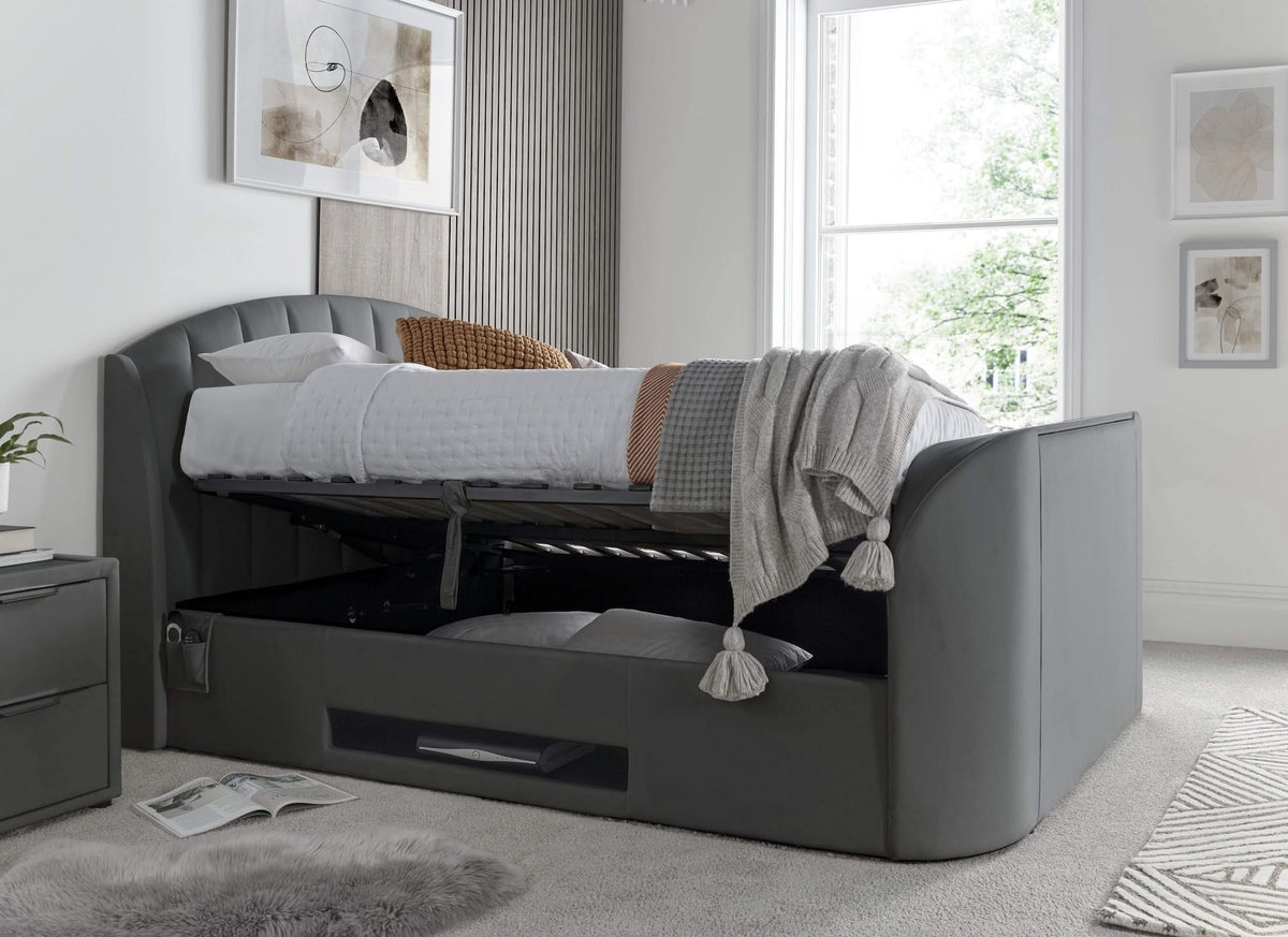 Pearl Ottoman TV Bed in Grey Velvet — view 2