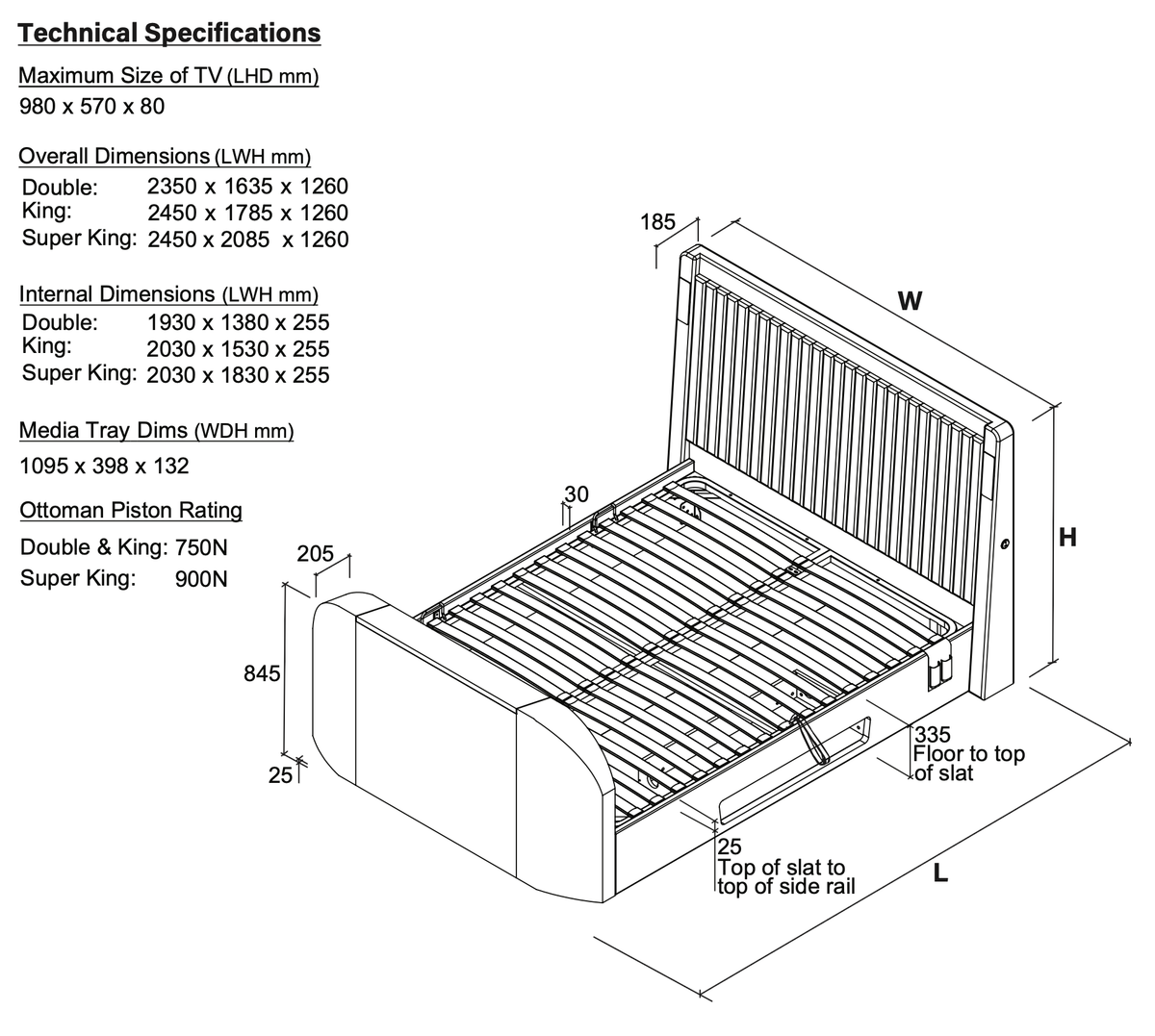 Immerse 5.1 Surround Sound TV Bed in Oatmeal — view 10