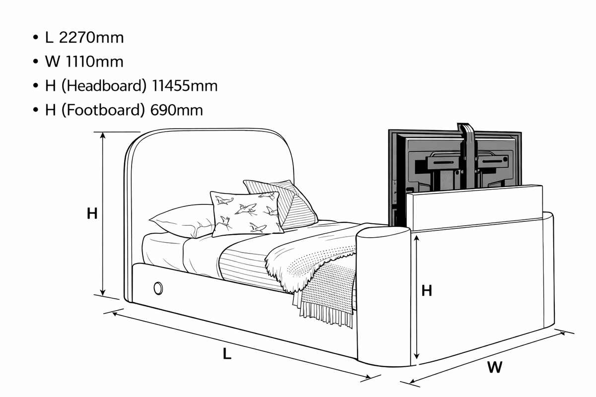 Arla Ottoman Single Storage TV Bed in Luxury Grey — view 8