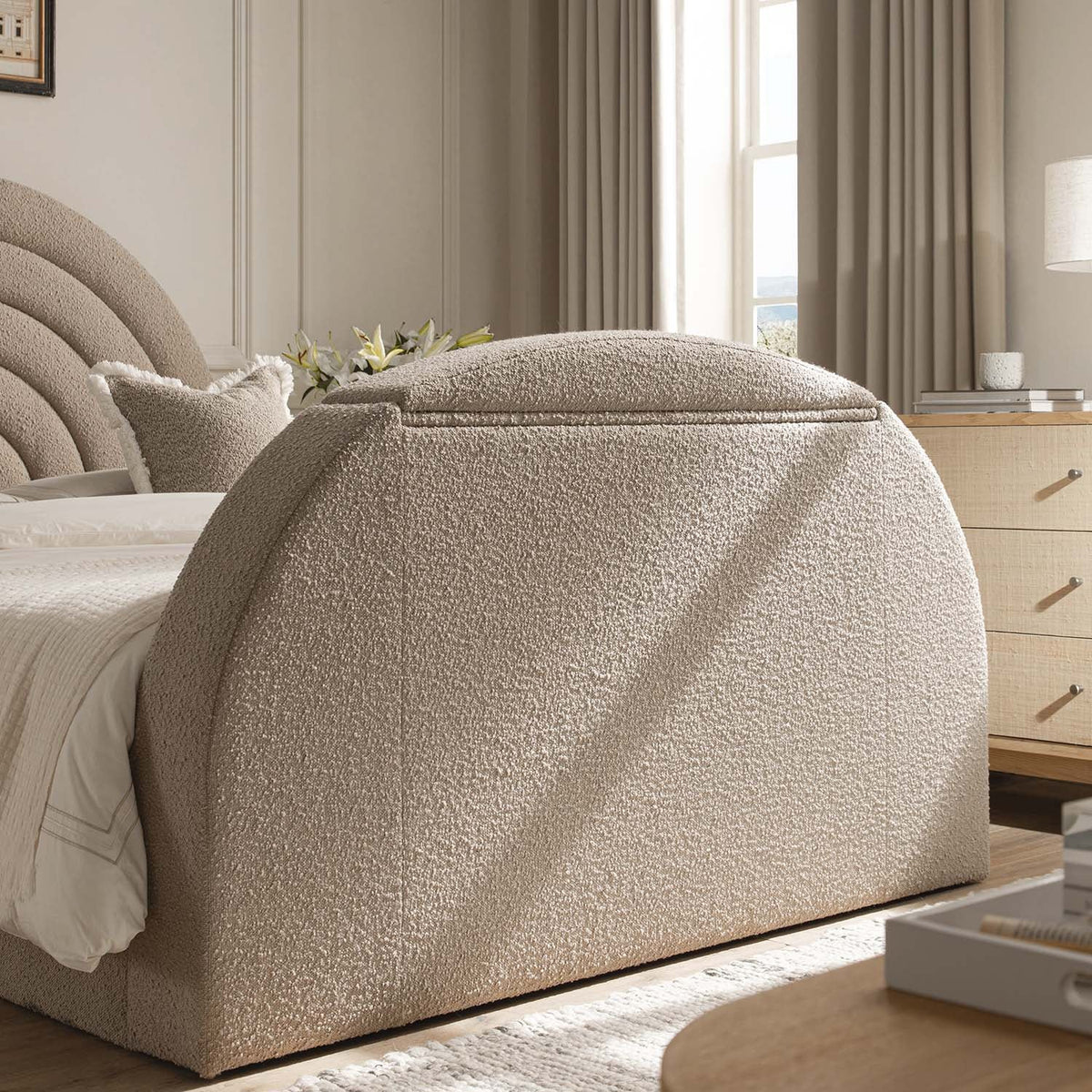 Archer Ottoman TV Bed in Taupe Boucle