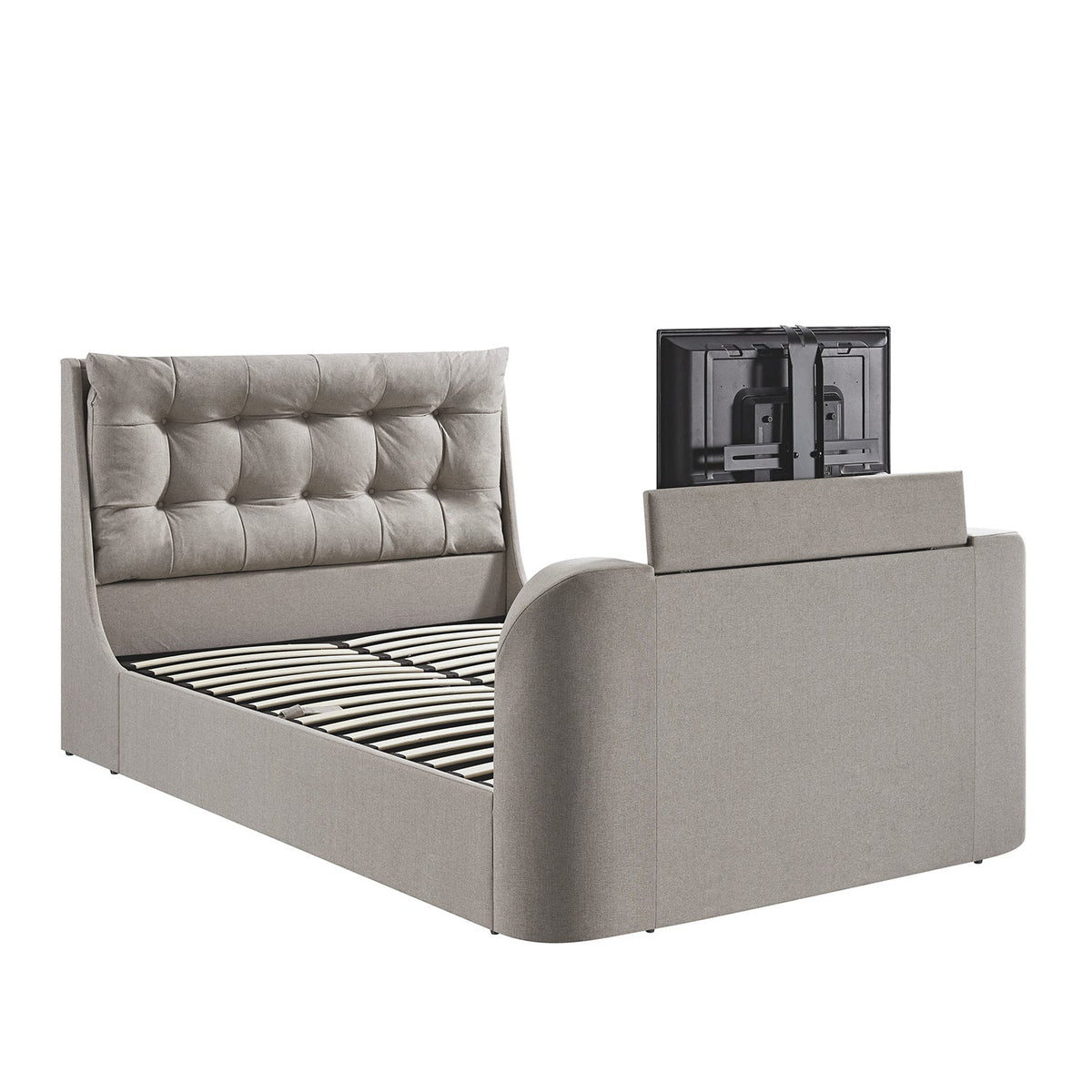 Hadley Ottoman TV Bed in Stone Fabric