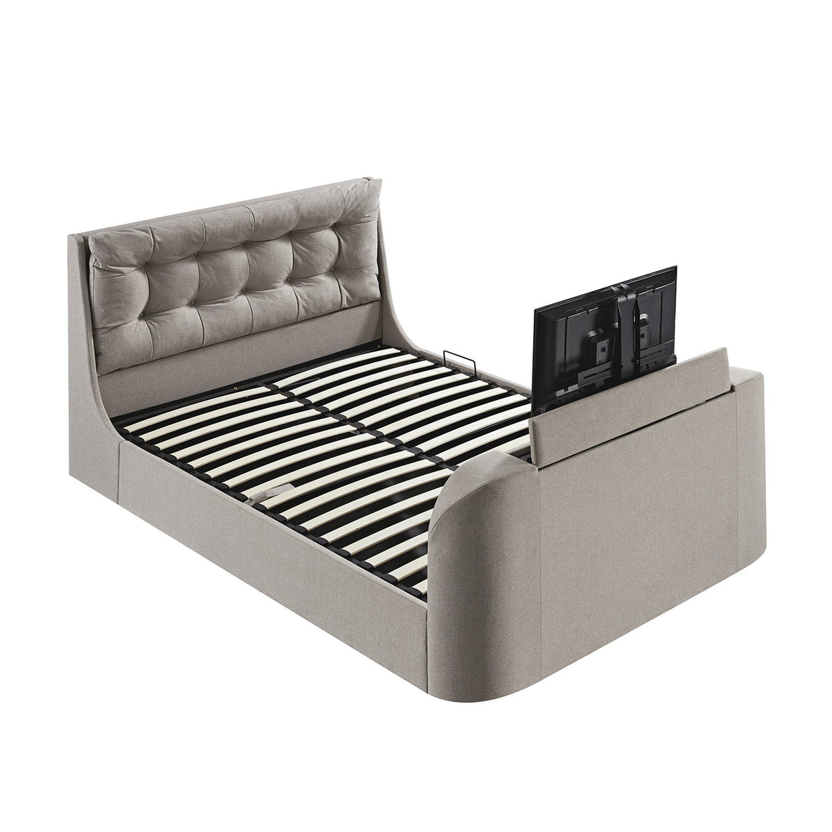 Hadley Ottoman TV Bed in Stone Fabric