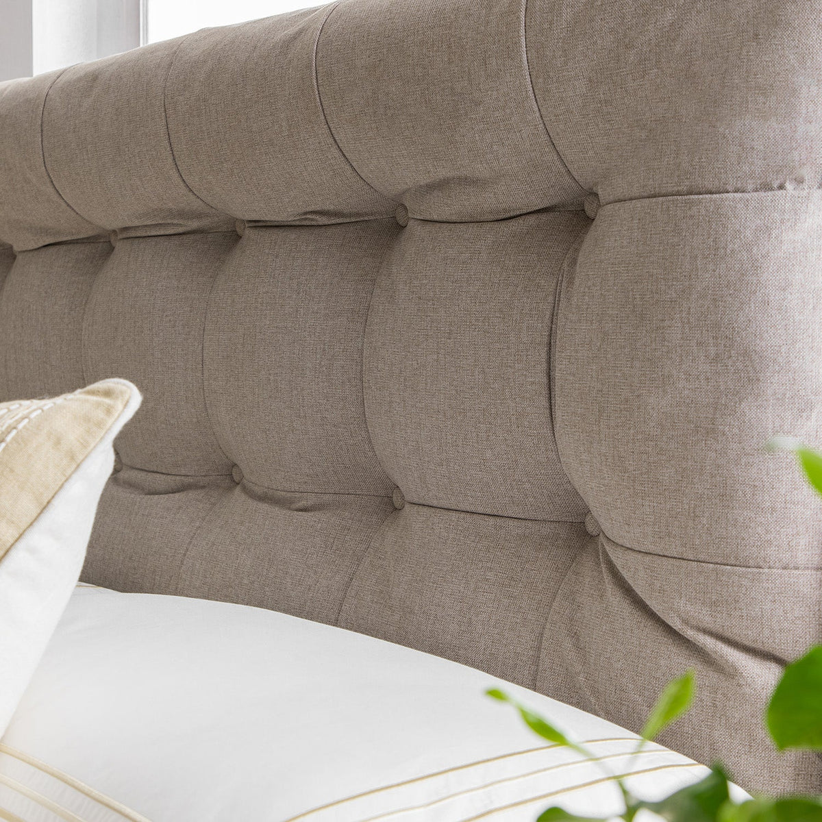 Hadley Ottoman TV Bed in Stone Fabric