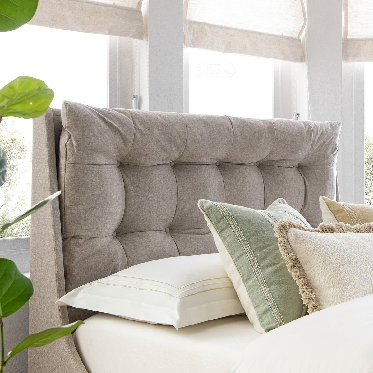 Hadley Ottoman TV Bed in Stone Fabric