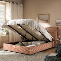 Celeste Upholstered Storage Bed with Ruffled Headboard in Brick Gingham – image 17 of 120