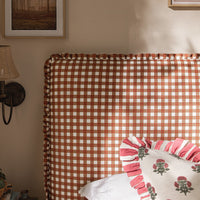 Celeste Upholstered Storage Bed with Ruffled Headboard in Brick Gingham – image 21 of 120