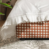 Celeste Upholstered Storage Bed with Ruffled Headboard in Brick Gingham – image 22 of 120