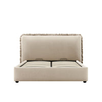 Celeste Upholstered Storage Bed with Ruffled Headboard in Fawn Chenille – image 43 of 120