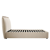 Celeste Upholstered Storage Bed with Ruffled Headboard in Fawn Chenille – image 48 of 120