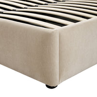 Celeste Upholstered Storage Bed with Ruffled Headboard in Fawn Chenille – image 54 of 120