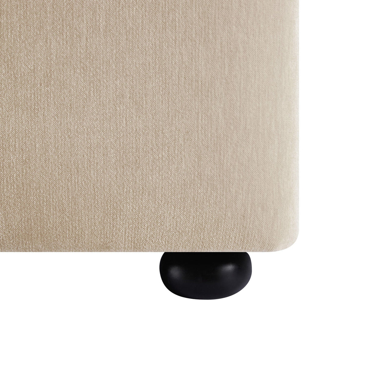 Celeste Upholstered Storage Bed with Ruffled Headboard in Fawn Chenille