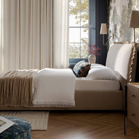 Celeste Upholstered Storage Bed with Ruffled Headboard in Fawn Chenille – image 38 of 120