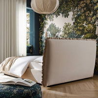 Celeste Upholstered Storage Bed with Ruffled Headboard in Fawn Chenille – image 39 of 120