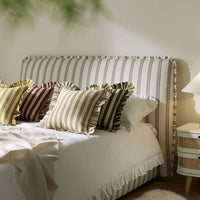 Celeste Upholstered Storage Bed with Ruffled Headboard in Laurel Green Stripe – image 58 of 120