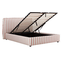 Celeste Upholstered Storage Bed with Ruffled Headboard in Peony Red Stripe – image 90 of 120