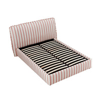 Celeste Upholstered Storage Bed with Ruffled Headboard in Peony Red Stripe – image 91 of 120