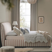 Celeste Upholstered Storage Bed with Ruffled Headboard in Peony Red Stripe – image 82 of 120