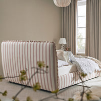 Celeste Upholstered Storage Bed with Ruffled Headboard in Peony Red Stripe – image 83 of 120