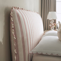 Celeste Upholstered Storage Bed with Ruffled Headboard in Peony Red Stripe – image 84 of 120