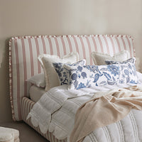 Celeste Upholstered Storage Bed with Ruffled Headboard in Peony Red Stripe – image 85 of 120