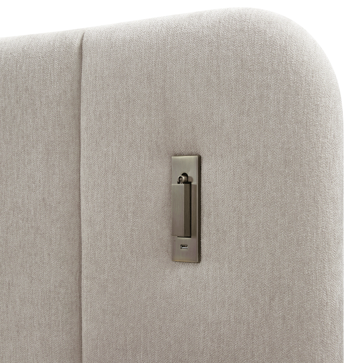 Della Extended Headboard Storage Bed in Soft Beige Chenille