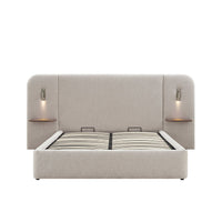 Della Extended Headboard Storage Bed in Soft Beige Chenille – image 52 of 64