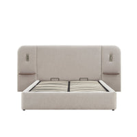 Della Extended Headboard Storage Bed in Soft Beige Chenille – image 56 of 64