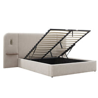 Della Extended Headboard Storage Bed in Soft Beige Chenille – image 57 of 64