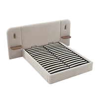 Della Extended Headboard Storage Bed in Soft Beige Chenille – image 58 of 64