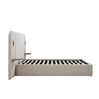 Della Extended Headboard Storage Bed in Soft Beige Chenille – image 59 of 64