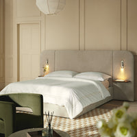 Della Extended Headboard Storage Bed in Soft Beige Chenille – image 42 of 64