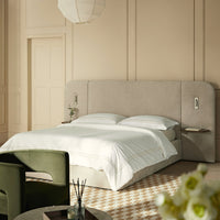 Della Extended Headboard Storage Bed in Soft Beige Chenille – image 43 of 64