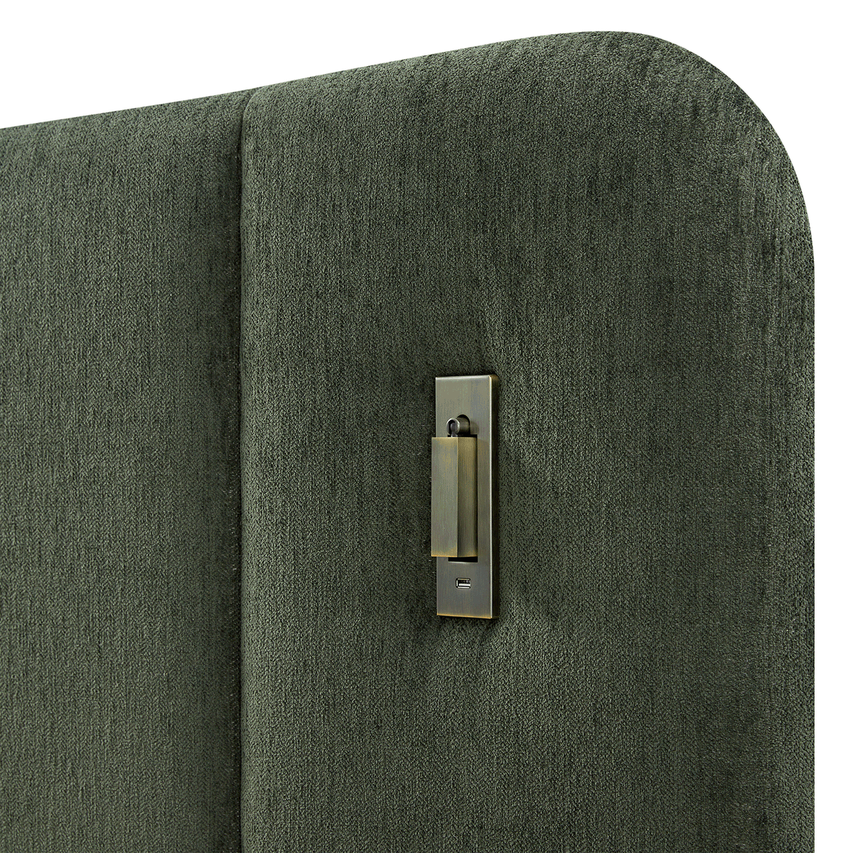 Della Extended Headboard Storage Bed in Moss Green Chenille