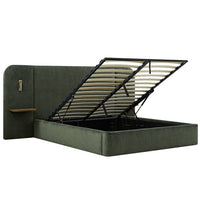 Della Extended Headboard Storage Bed in Moss Green Chenille – image 34 of 64