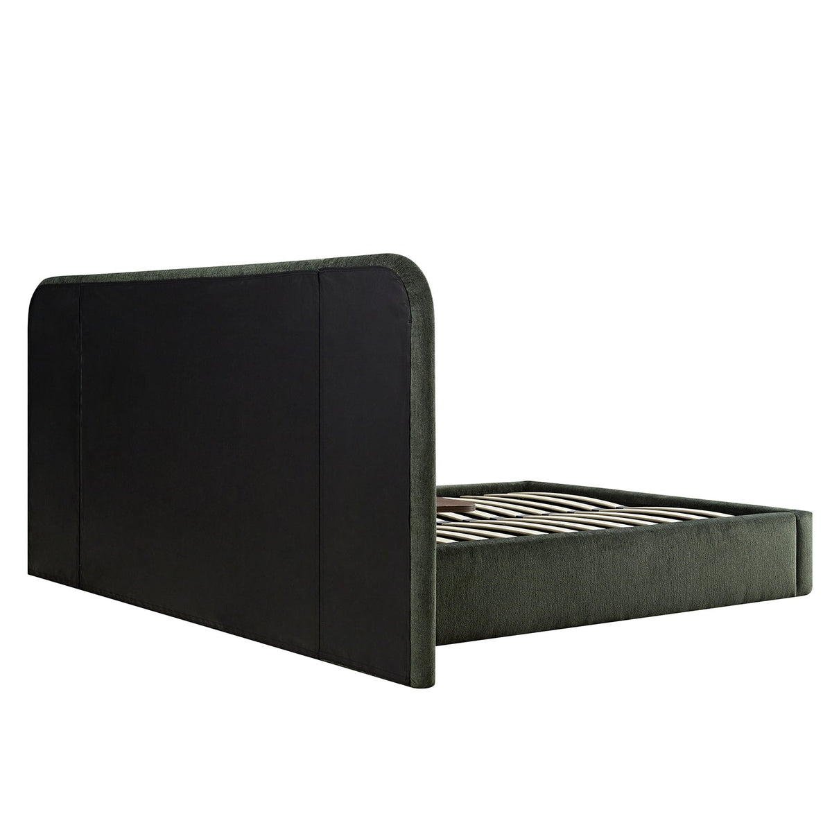 Della Extended Headboard Storage Bed in Moss Green Chenille